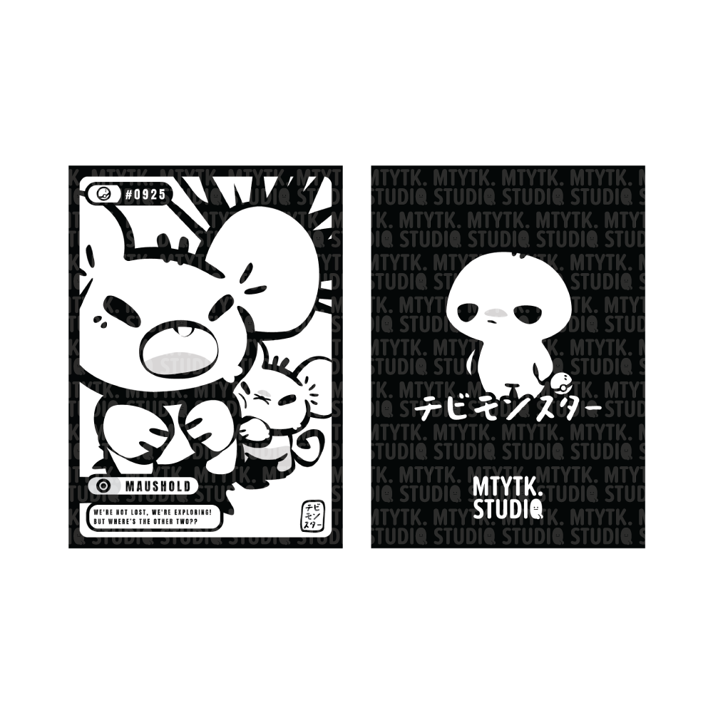 Chibi Monster Card Print Lineart B/W Collection *PREORDER*