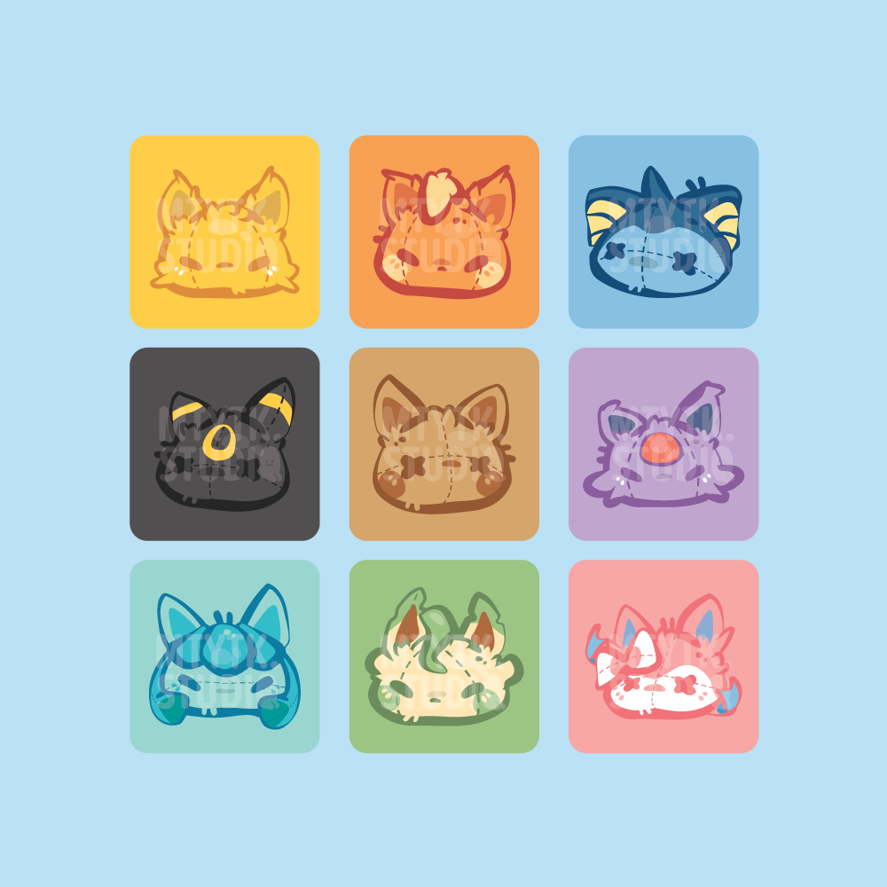 Chibi Monster Individual Key Caps Eeveelution Edition