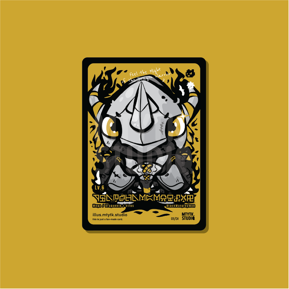 Digital Chibi Monster Card Print Black Wargreymon