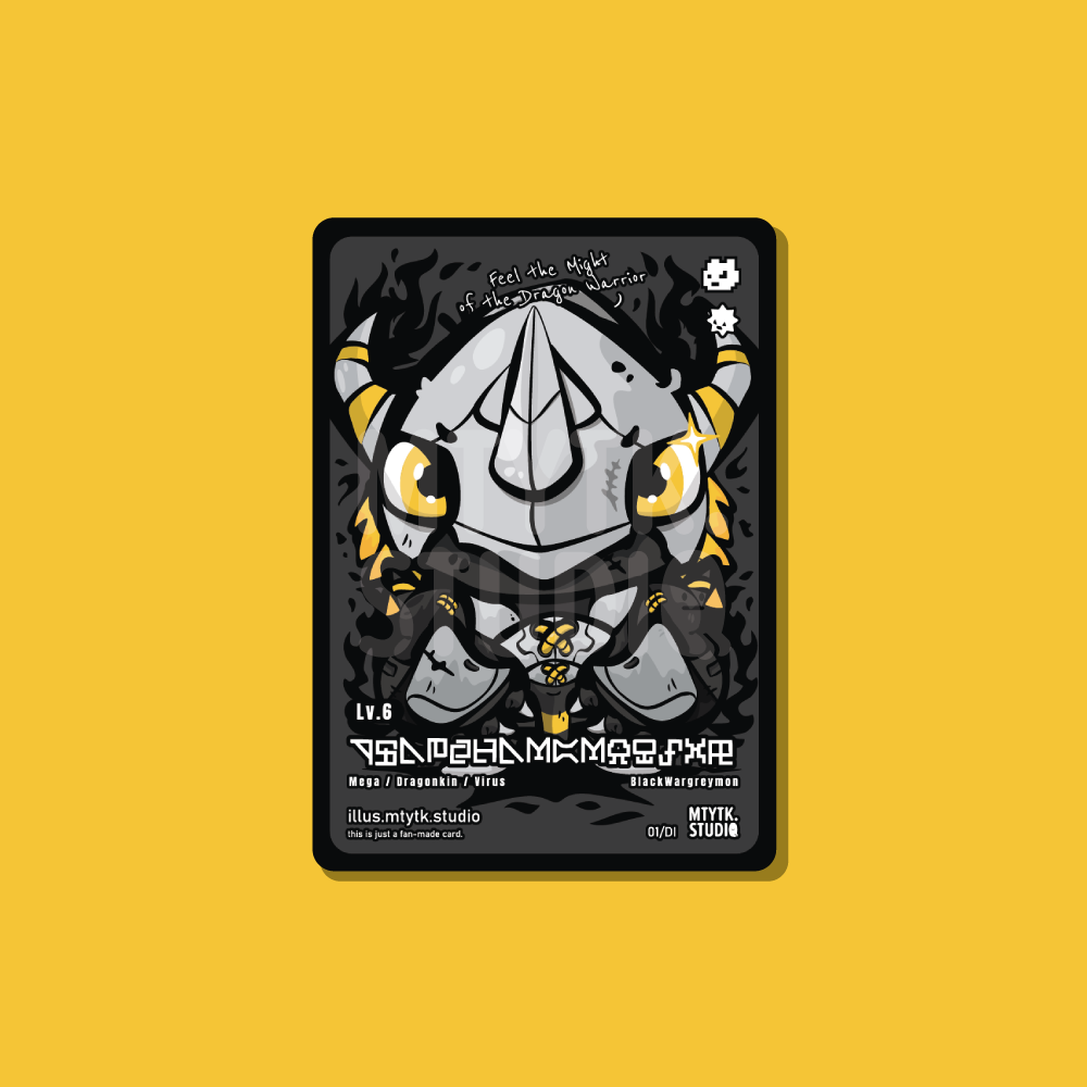 Digital Chibi Monster Card Print Black Wargreymon