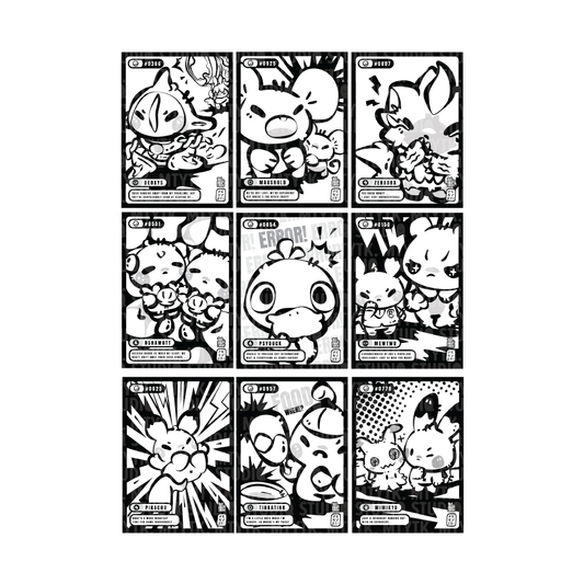Chibi Monster Card Print Lineart B/W Collection *PREORDER*
